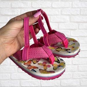 🐱CAT & JACK🐱 Toddler Butterfly Flip Flop Sandals with Ankle Strap, 7/8